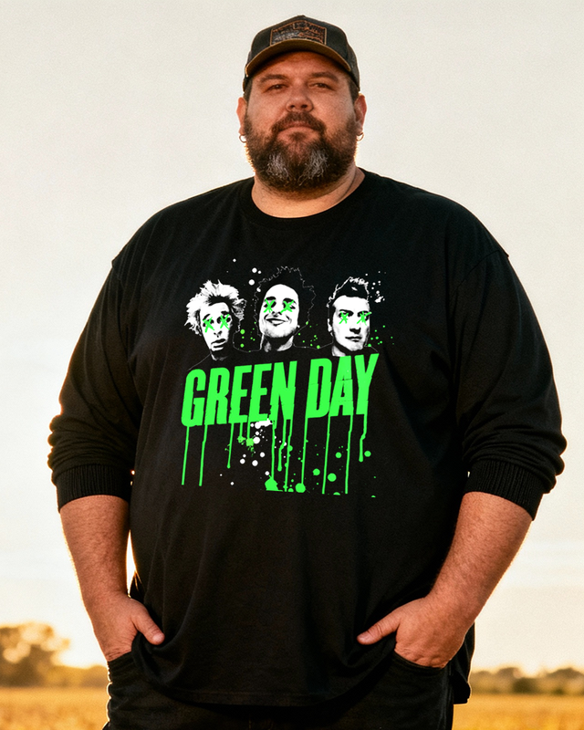 GREENDAY Men's Big & Tall Long Sleeve Cotton T-Shirt