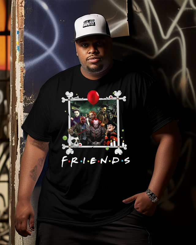 HORROR LEGENDS FRIENDS SPOOF Men's Cotton Big & Tall T-shirt
