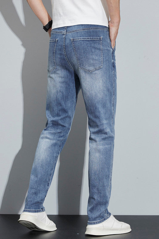 Jean slim extensible classique grande taille pour homme, jean skinny 