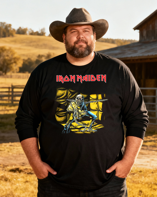 IRON MAIDEN Men's Big & Tall Long Sleeve Cotton T-Shirt