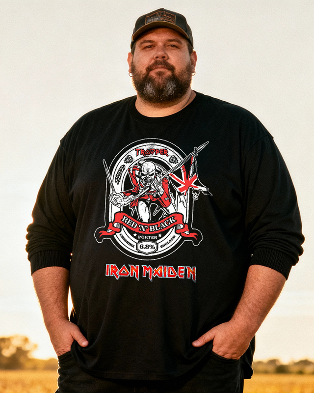 IRON MAIDEN Men's Big & Tall Long Sleeve Cotton T-Shirt