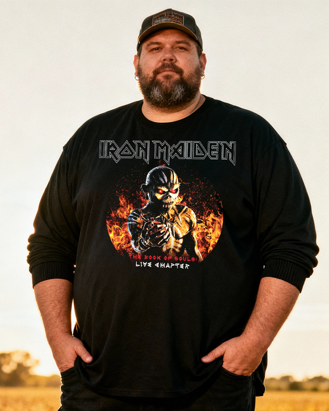 IRON MAIDEN Men's Big & Tall Long Sleeve Cotton T-Shirt