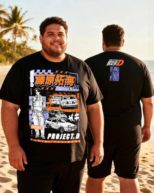Initial D Takumi Fujiwara Project.D AE86 Mineral Men's Big & Tall Cotton T-shirt