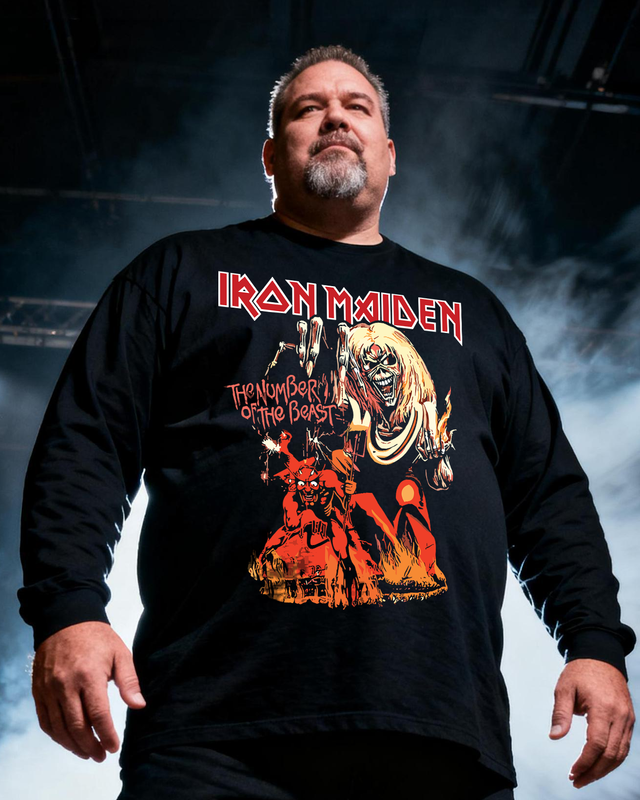 Iron Maiden Men's Big & Tall Long Sleeve Cotton T-Shirt