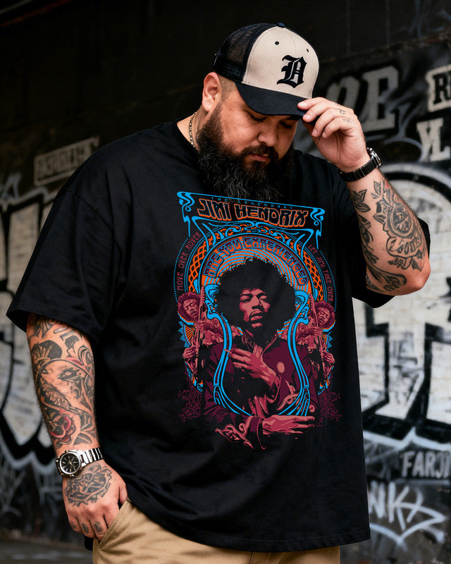 J HENDRIX Men's Music Big & Tall 100% Cotton T-Shirt