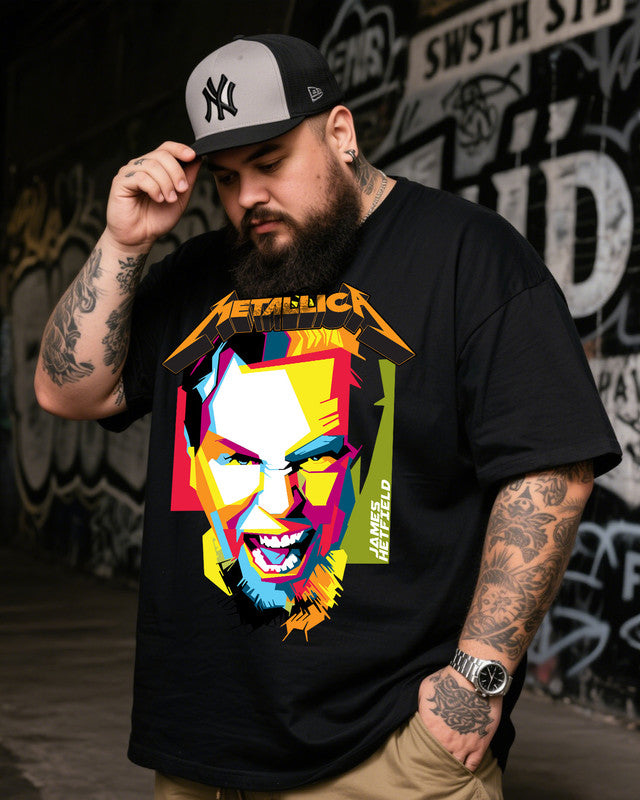 JAMES HETFIELD Men's Music Big & Tall 100% Cotton T-Shirt