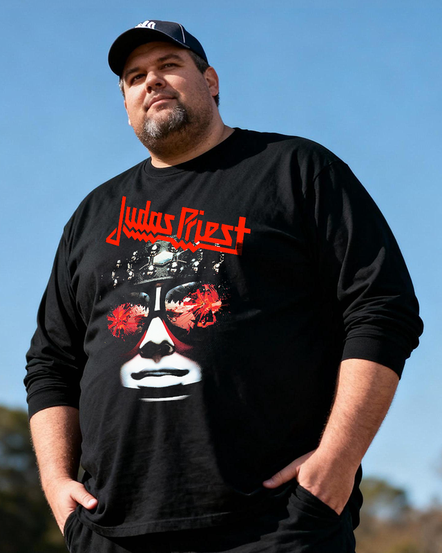 JUDAS PRIEST Men's Big & Tall Long Sleeve Cotton T-Shirt