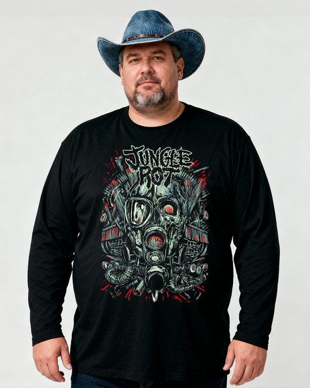 JUNGLE ROT Men's Big & Tall Long Sleeve Cotton T-Shirt