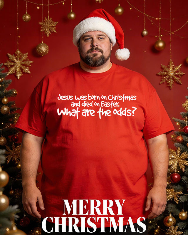 Jesus Was Born On Christmas And Died On Easter - What Are The Odds Men's Cotton Big & Tall T-shirt