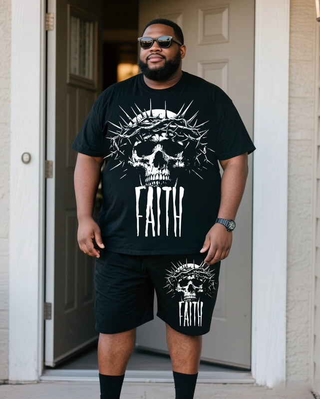 Jesus Men's Plus Size T-Shirt & Shorts Set