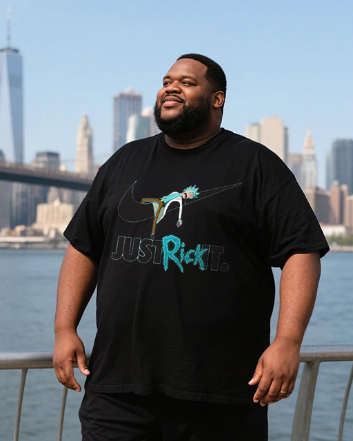Just Rick It Men's Plus Size T-Shirt & Shorts Suit