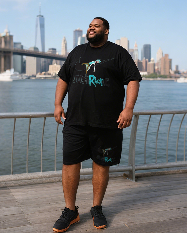 Just Rick It Men's Plus Size T-Shirt & Shorts Suit