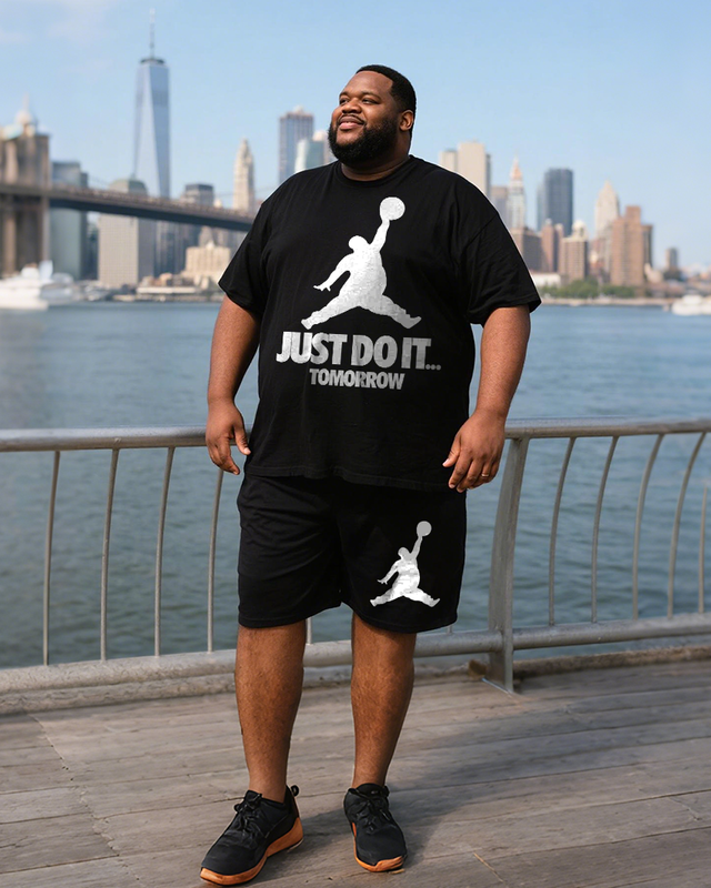 Just do it...tomorrowt Men's Plus Size T-Shirt & Shorts Suit