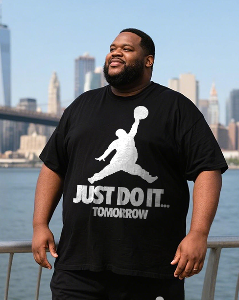 Just do it...tomorrowt Men's Plus Size T-Shirt & Shorts Suit