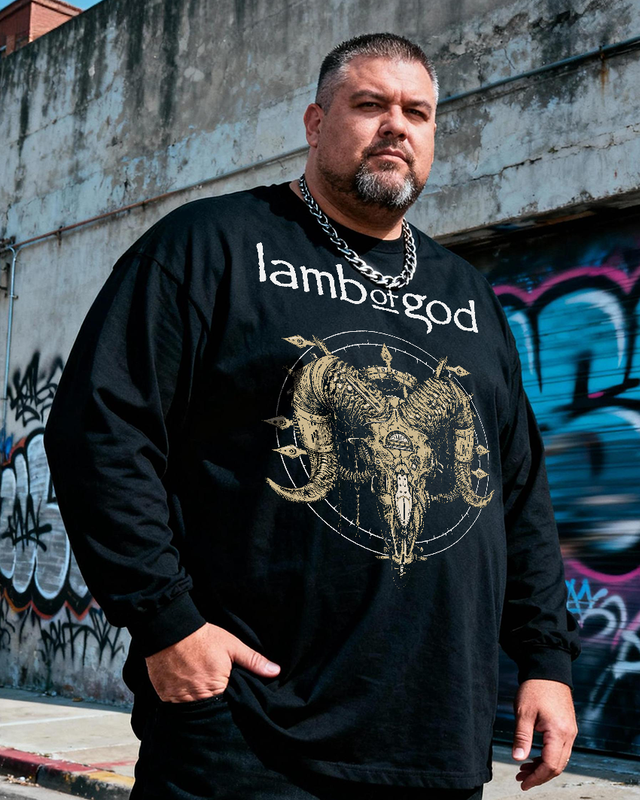 LAMB OF GOD Men's Big & Tall Long Sleeve Cotton T-Shirt