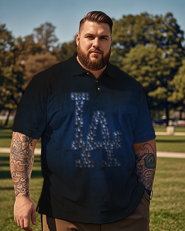 Los Angeles Dodgers Casual Short Sleeve Men's Plus Size Polo Shirt