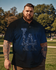 Los Angeles Dodgers Casual Short Sleeve Men's Plus Size Polo Shirt
