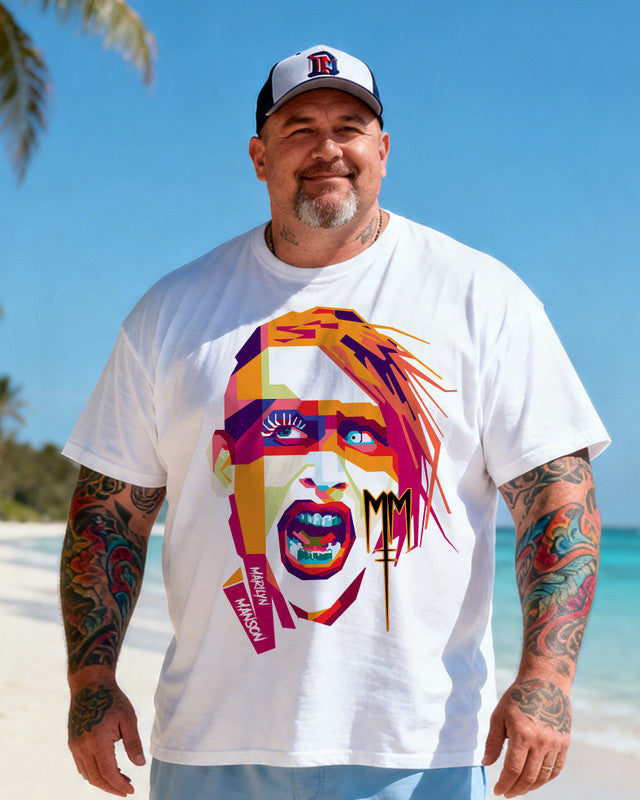 MARILYN MANSON Men's Music Big & Tall 100% Cotton T-Shirt