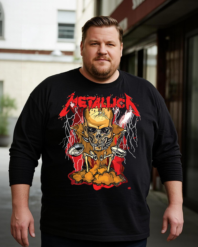 Metallica 1 Men's Big & Tall Long Sleeve Cotton T-Shirt