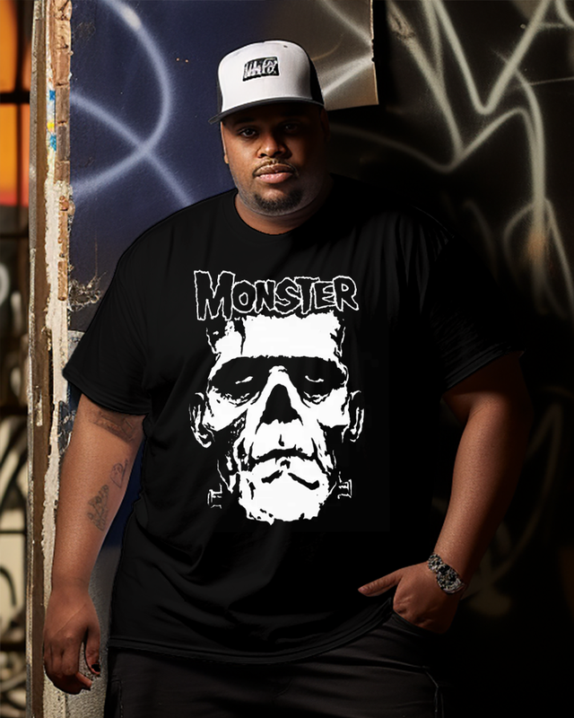 Monster Skull Men's Cotton Big & Tall T-shirt