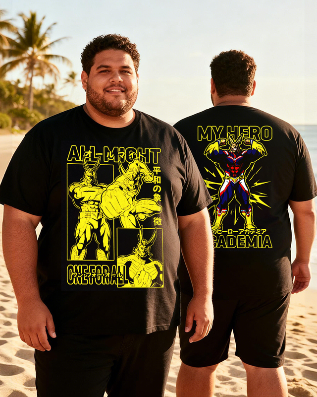 My Hero Academia All Might Mineral Wash Men's Big & Tall Cotton T-shirt