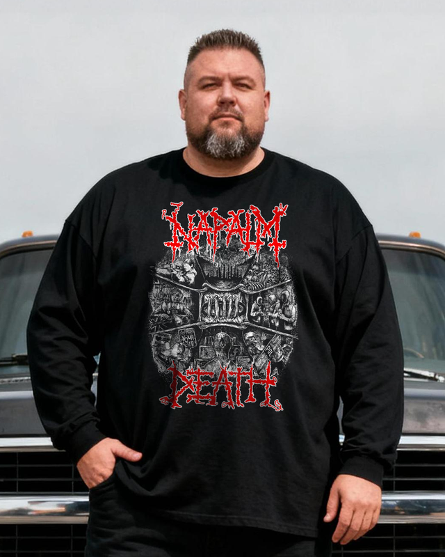 NAPALM DEATH Men's Big & Tall Long Sleeve Cotton T-Shirt