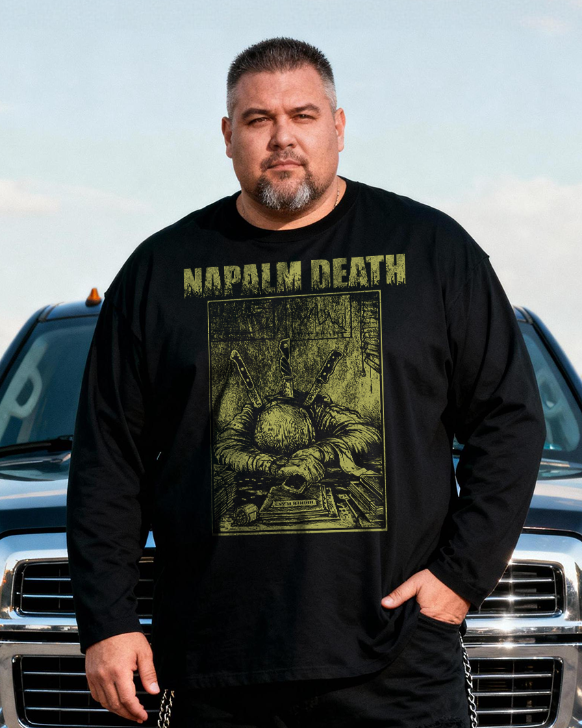 NAPALM DEATH Men's Big & Tall Long Sleeve Cotton T-Shirt