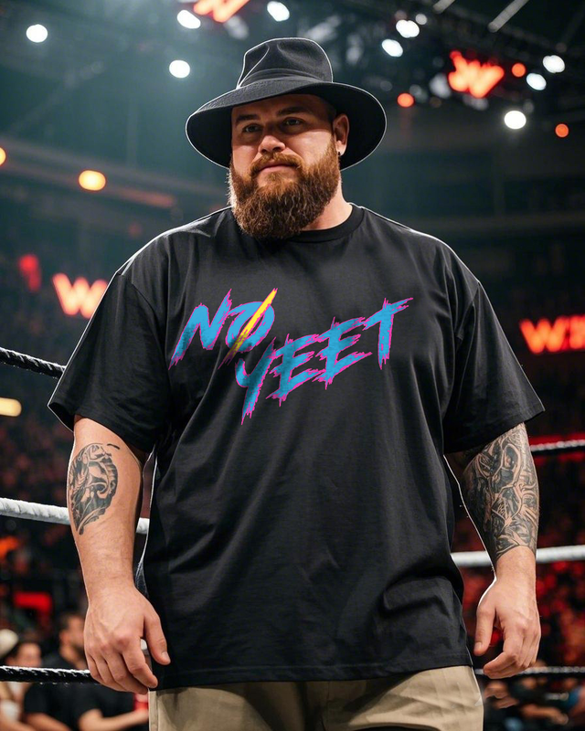 NO YEET Men's Plus Size Cotton T-Shirt