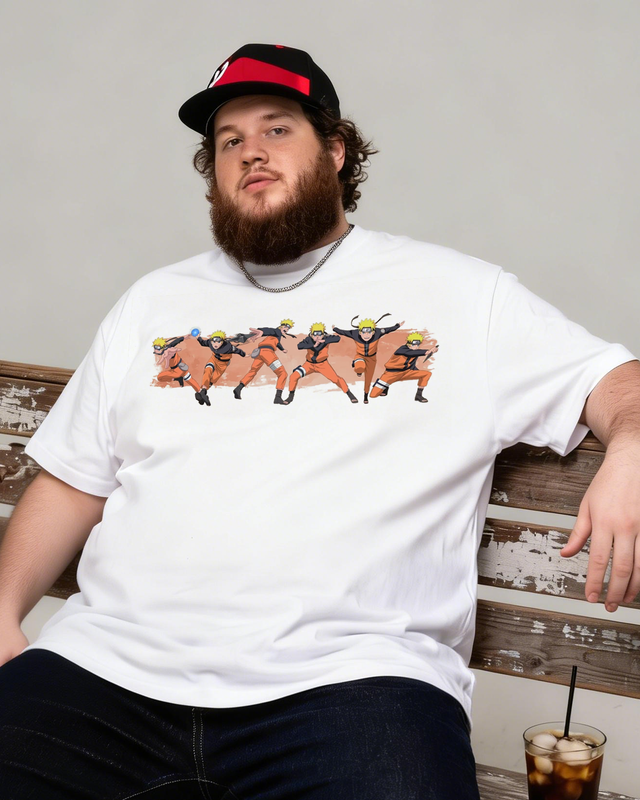 Naruto Shippuden Jumbo Print 90s Style Wash Men's Big & Tall Cotton T-shirt