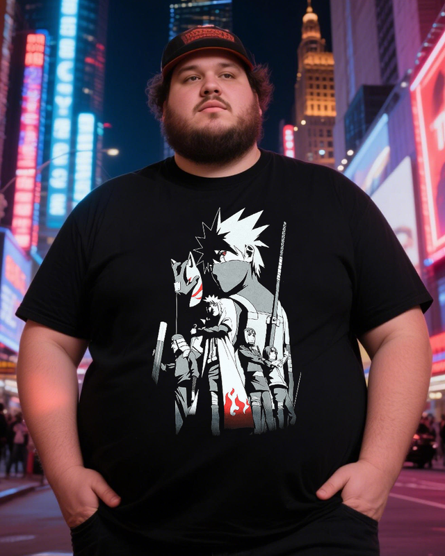 Naruto Shippuden Kakashi Story Men's Big & Tall Cotton T-shirt