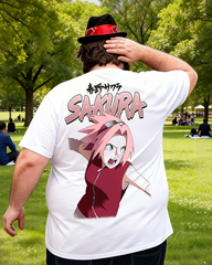 Naruto Shippuden Sakura Jumbo Print 90s Style Men's Big & Tall Cotton T-shirt