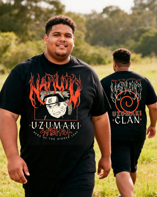 Naruto Shippuden Uzumaki Clan Metal Men's Big & Tall Cotton T-shirt