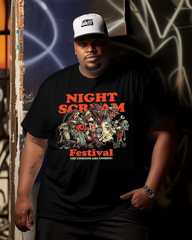 Night Scream Festival The Unseens Is Coming Men's Cotton Big & Tall T-shirt
