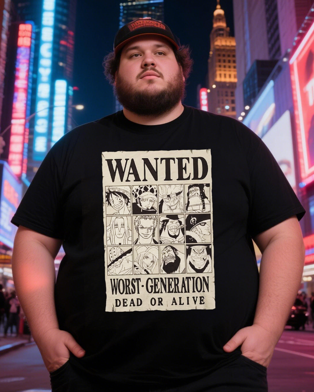 One Piece Worst Generation Wanted Poster Men's Big & Tall Cotton T-shirt