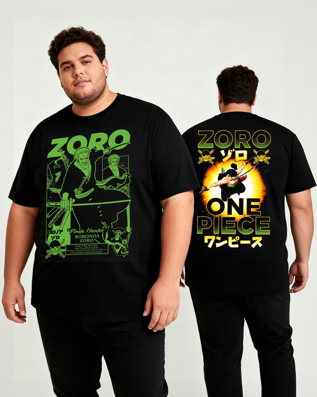 One Piece Zoro Pirate Hunter Jumbo Print Men's Big & Tall Cotton T-shirt