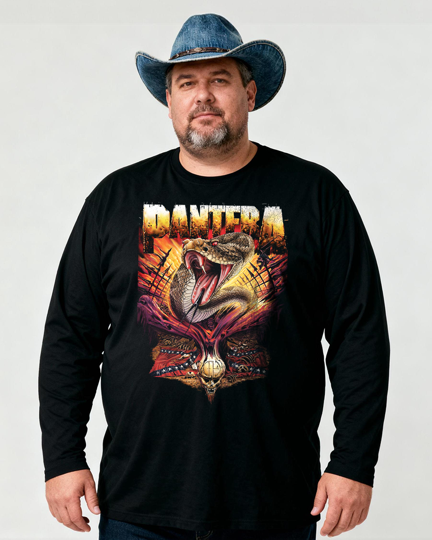 PANTERA Men's Big & Tall Long Sleeve Cotton T-Shirt