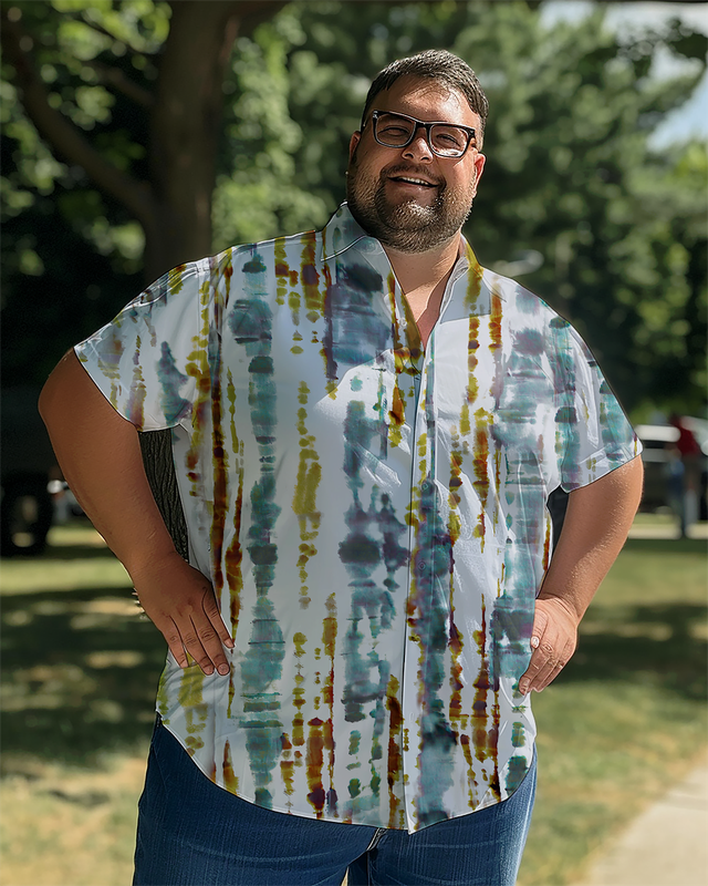 Chemise à manches courtes tie-dye grande taille pour homme 