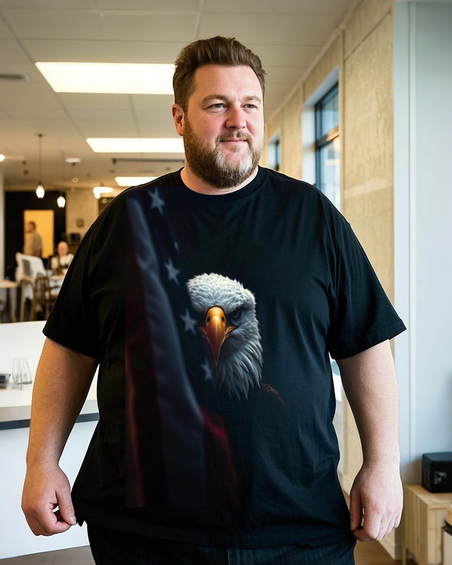 Patriotic Bald Eagle Men's Plus Size Short Sleeve T-Shirt