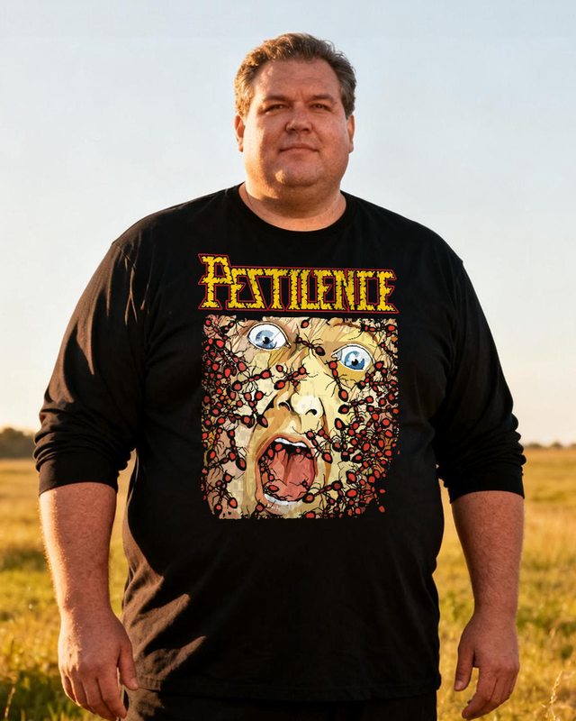 Pestilence Men's Big & Tall Long Sleeve Cotton T-Shirt
