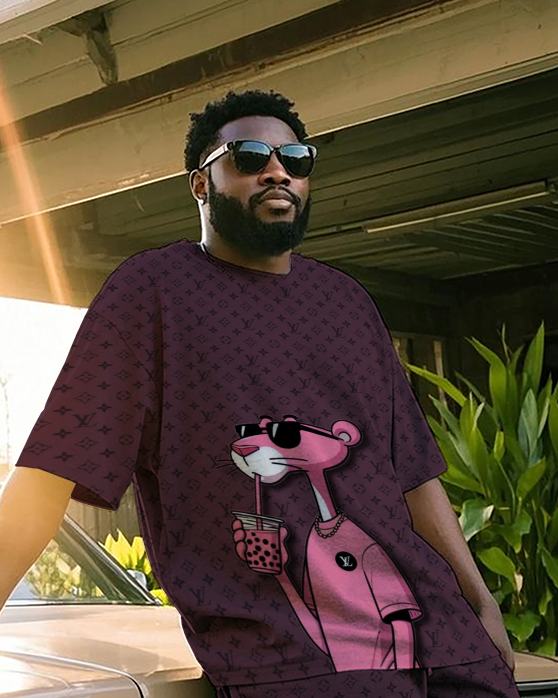Pink Panther Men's Plus Size T-Shirt & Shorts Suit