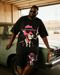 Pink Panther Men's Plus Size T-Shirt & Shorts Suit