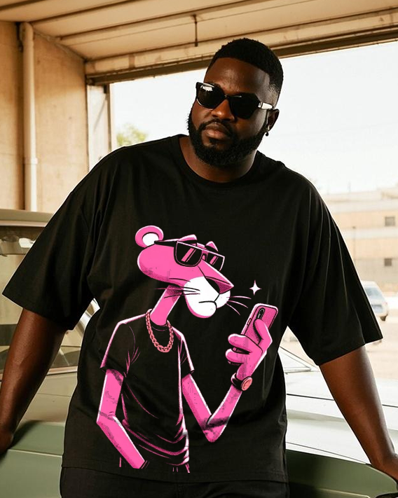 Pink Panther Men's Plus Size T-Shirt & Shorts Suit