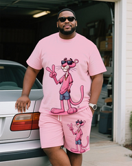 Pink Panther Men's Plus Size T-Shirt & Shorts Suit