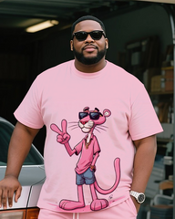 Pink Panther Men's Plus Size T-Shirt & Shorts Suit