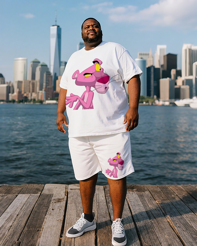 Martian Men's Plus Size T-Shirt & Shorts Suit