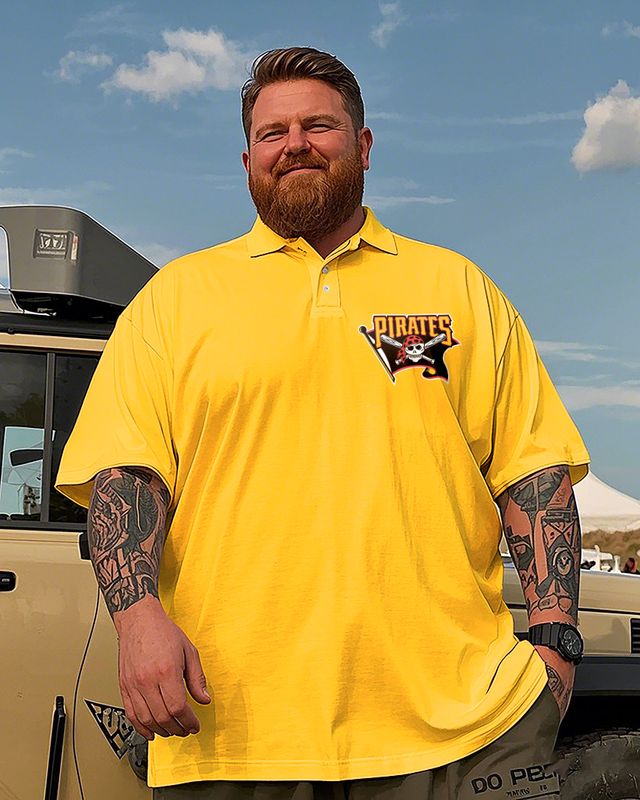 Pittsburgh Pirates  Casual Short Sleeve Men's Plus Size Polo Shirt