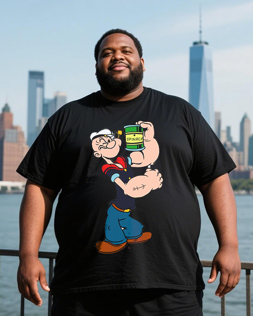 Popeye Men's Plus Size T-Shirt & Shorts Suit