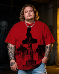 Raven on A Cross Men's Plus Size Short Sleeve T-Shirt