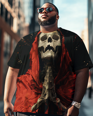 Men's Retro Diablo Style Plus Size Short Sleeve T-Shirt