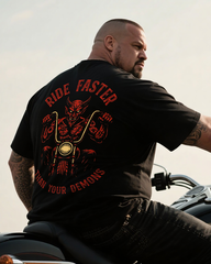 Ride Faster Then Your Demons Men's Big & Tall 100% Cotton T-Shirt